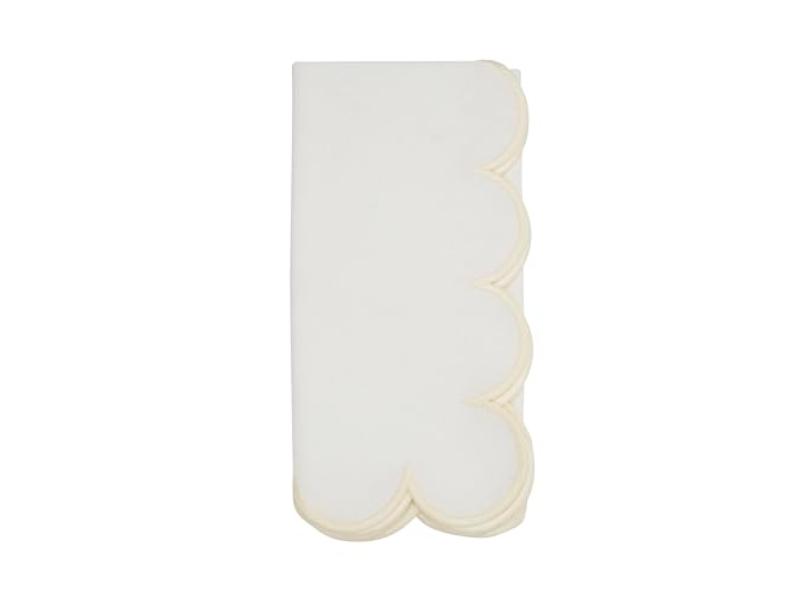 Picture of Saro Lifestyle 8123.NW20S 20 x 20 in. Scalloped Hem Napkin, Natural & White - Set of 4