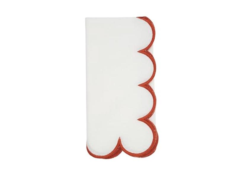 Picture of Saro Lifestyle 8123.WRU20S 20 x 20 in. Scalloped Hem Napkin, White & Rust - Set of 4