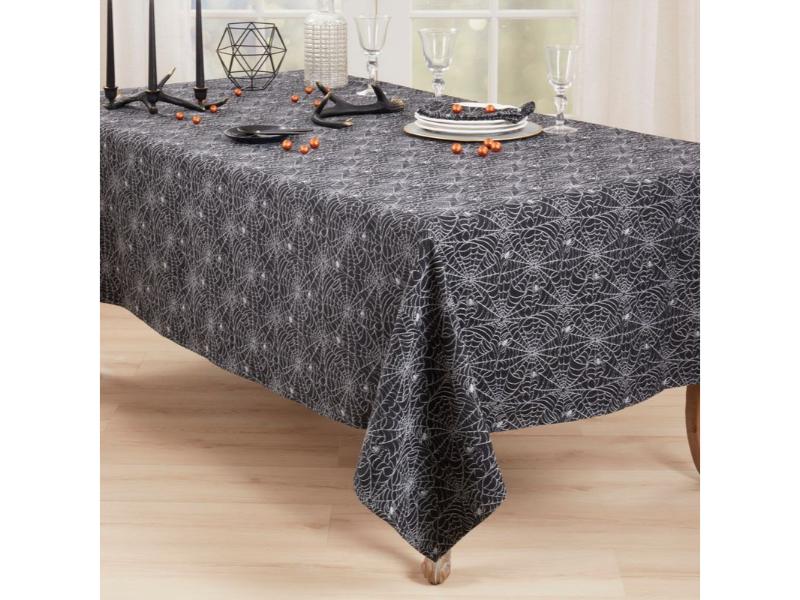 Picture of Saro Lifestyle 3943.BK65102B 102 x 65 in. Recycled Jacquard Spider Web Rectangle Tablecloth, Black