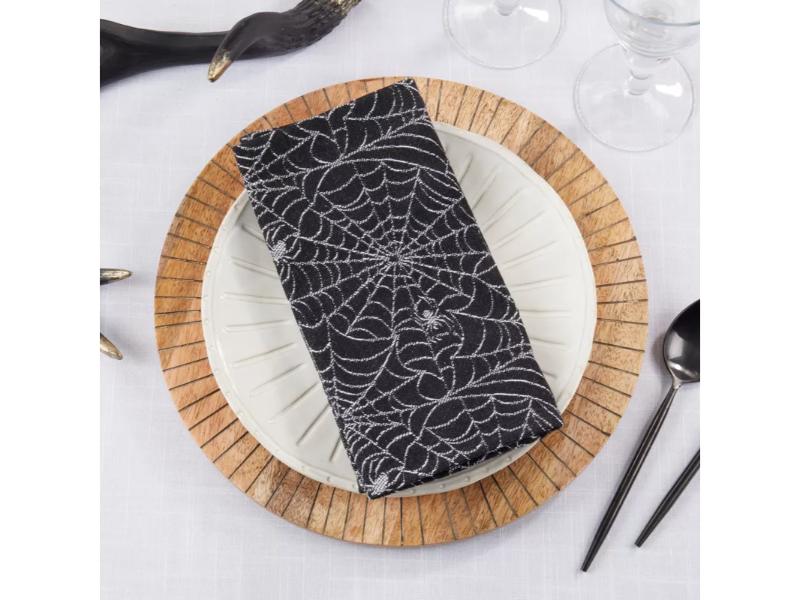 Picture of Saro Lifestyle 3943.BK20S 20 in. Recycled Jacquard Spider Web Napkin, Black - Set of 4