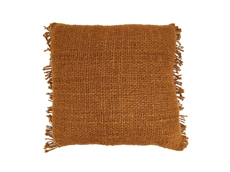 Fringe Square Throw Pillow Cover - Rust - 20 in. - Textured Design