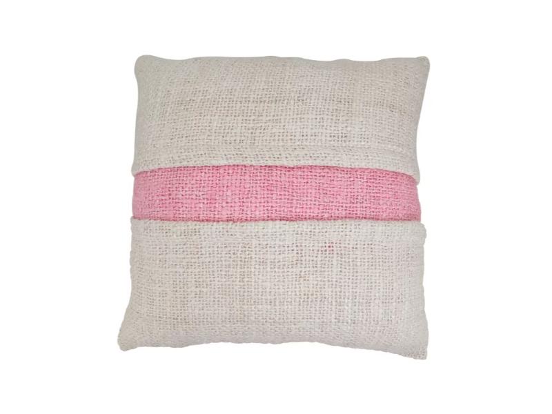 3512.P20SC 20 in. Banded Square Throw Pillow Cover, Pink