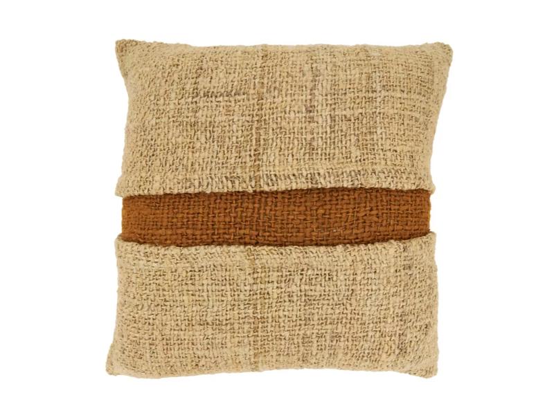 Banded Down Filled Square Throw Pillow - Rust - 20 in. - Elegant Design