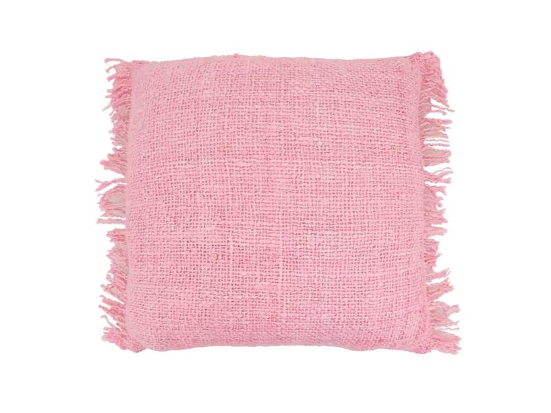 Fringe Down Filled Square Throw Pillow - Pink - 20 in. - Textured Design