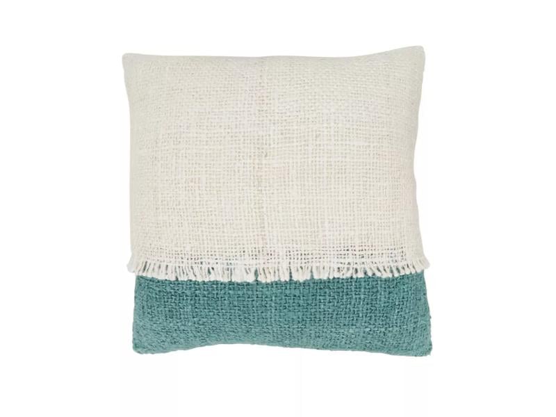 3511.A20SP 20 in. Two-Tone Fringe Poly Filled Square Throw Pillow, Aqua