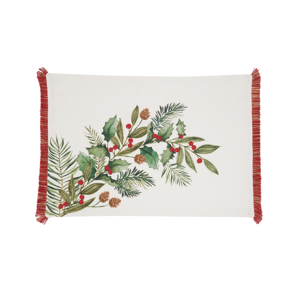 Picture of Saro Lifestyle 8190.M1319B Holly Branch Placemat, Multi Color - Set of 4
