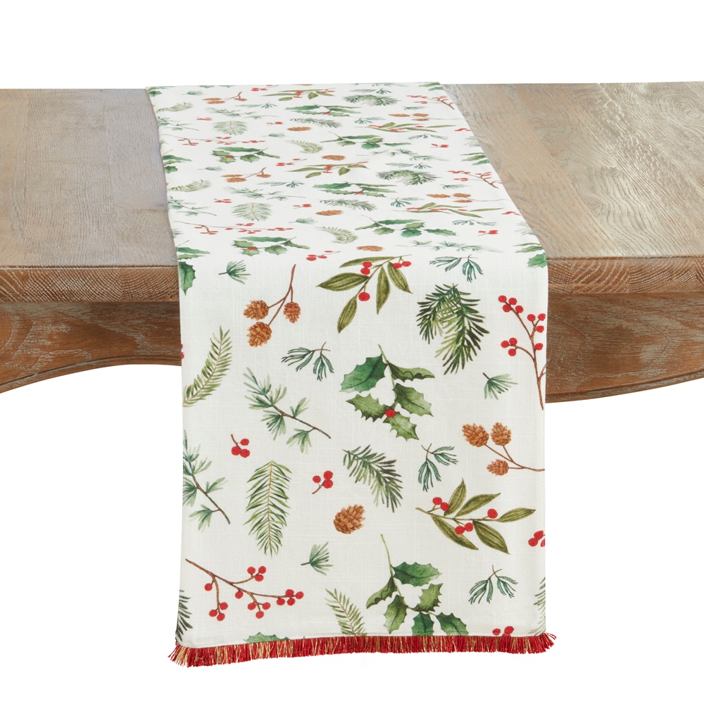 Picture of Saro Lifestyle 8191.M1372B Holly Branch Table Runner - Multi Color