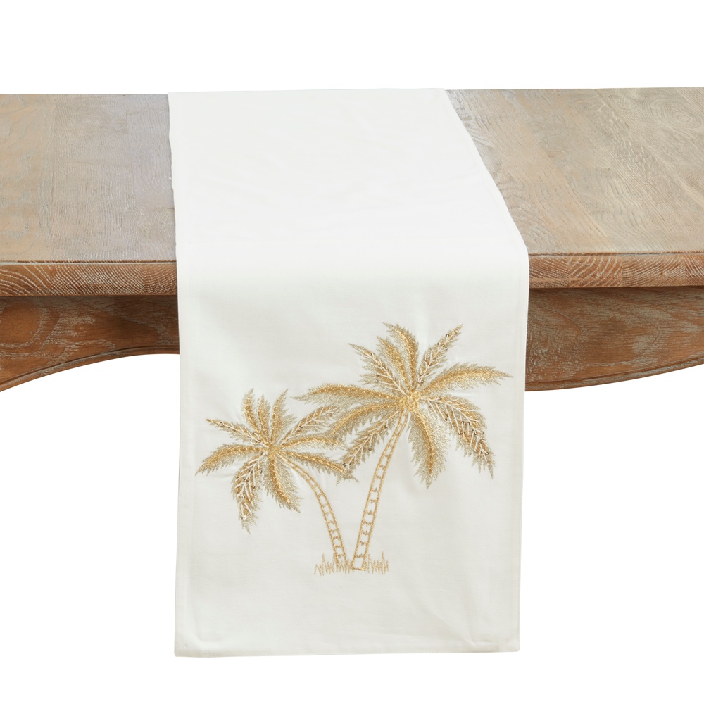 Picture of Saro Lifestyle 8242.GL1372B Palm Trees Table Runner - Gold