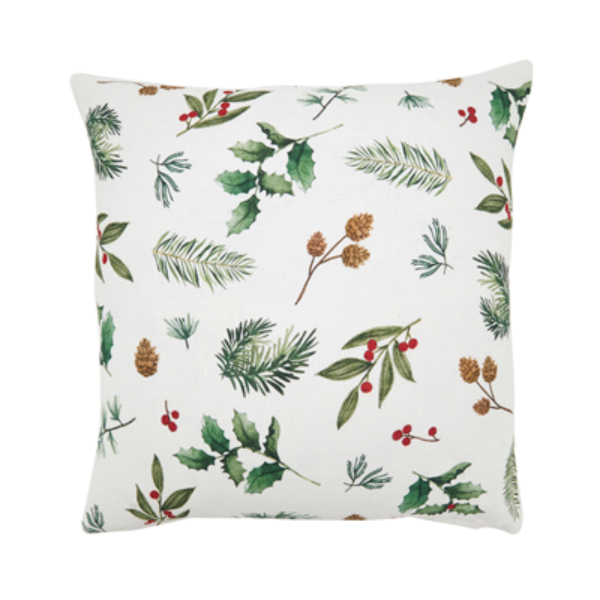 8191.M18SD 18 in. Holly Branch Down Filled Throw Pillow - Multi Color