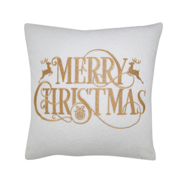 9280.I18SD Merry Christmas Down Filled Throw Pillow - Ivory
