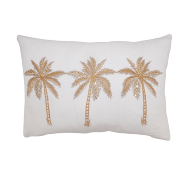 8243.GL1218BD Palm Trees Down Filled Throw Pillow - Gold