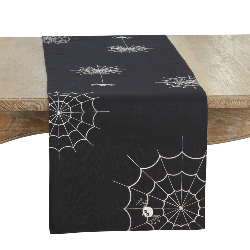 Picture of Saro Lifestyle 1686.BK1670B 16 x 70 in. Spiderweb Oblong Table Runner, Black