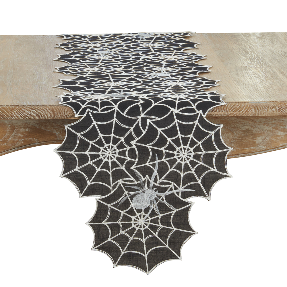 Picture of Saro Lifestyle 5360.BK1670B 16 x 70 in. Oblong Spiderweb Table Runner, Black