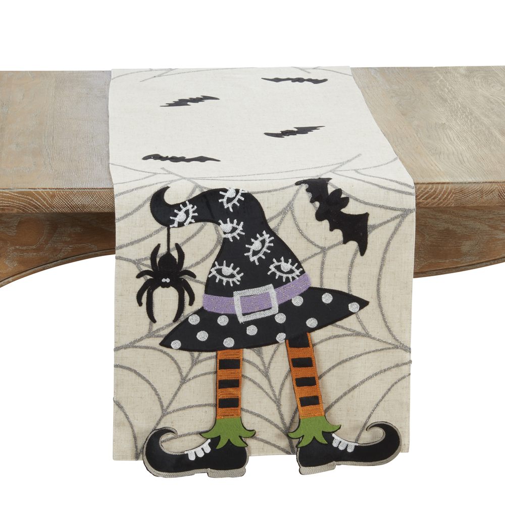 Picture of Saro Lifestyle 3311.N1670B 16 x 70 in. Oblong Linen Blend Witch Hat Table Runner, Natural