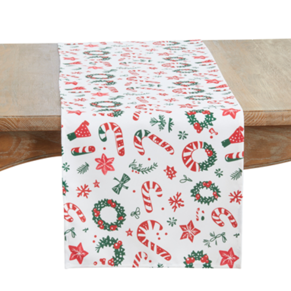 Picture of Saro Lifestyle 2345.RG1672B Christmas Wrapping Paper Table Runner - Red & Green
