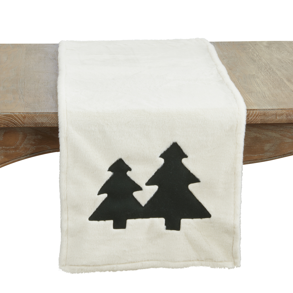 Picture of Saro Lifestyle 3101.G1672B 16 x 72 in. Oblong Faux Fur Christmas Trees Table Runner, Green