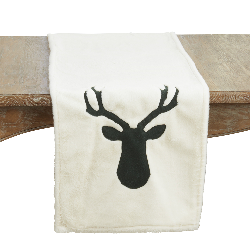 Picture of Saro Lifestyle 3100.G1672B 16 x 72 in. Oblong Faux Fur Reindeer Table Runner, Green