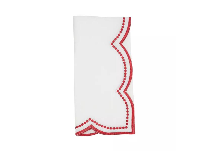 Picture of Saro Lifestyle 2857.R20S 20 in. Embroidered Polka Dot Napkin with Scallop Edge, Red - Set of 4