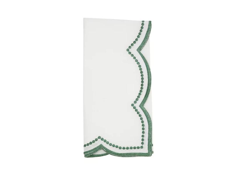 Picture of Saro Lifestyle 2857.G20S 20 in. Embroidered Polka Dot Napkin with Scallop Edge, Green - Set of 4