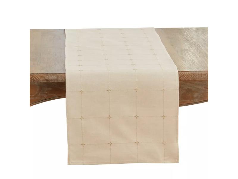 Picture of Saro Lifestyle 9037.N1670B 72 x 16 in. Embroidered Rectangle Table Runner, Natural