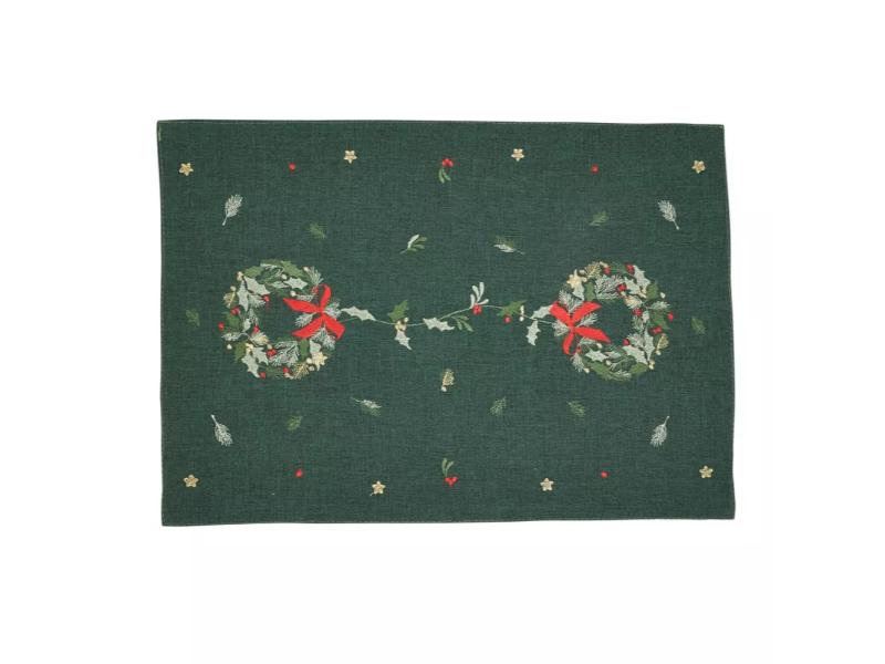 Picture of Saro Lifestyle 2694.G1420B 20 x 14 in. Embroidered Wreath Rectangle Placemat, Green - Set of 4