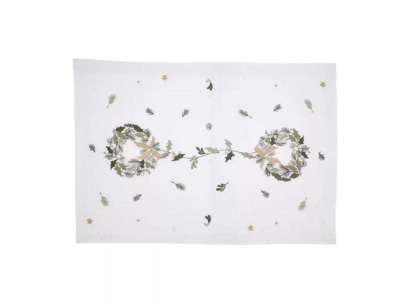 Picture of Saro Lifestyle 2694.W1420B 20 x 14 in. Embroidered Wreath Rectangle Placemat, White - Set of 4
