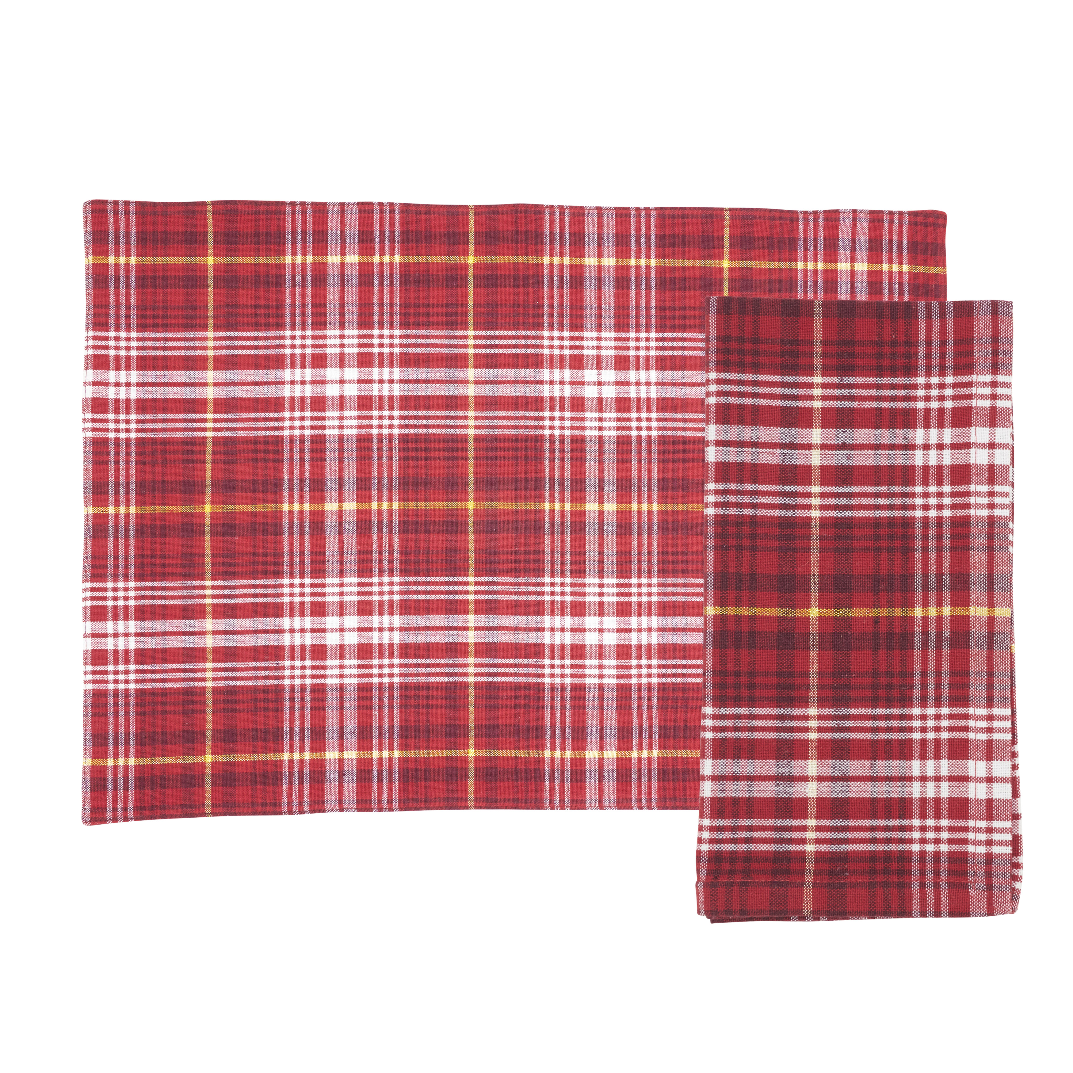 Picture of Saro Lifestyle 4381.R 20 x 20 in. Rustic Recycled Plaid Placemat & Napkin, Red - Set of 8