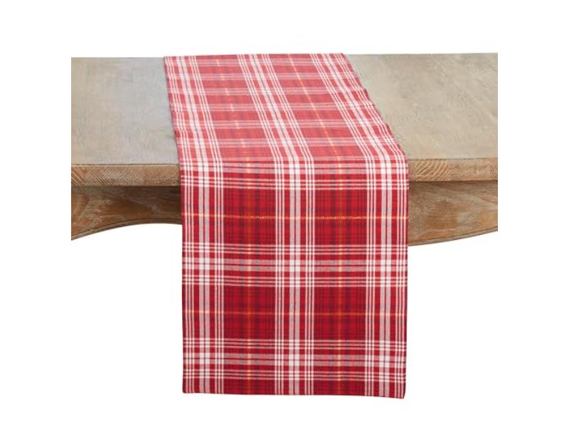 Picture of Saro Lifestyle 4381.R1372B 13 x 72 in. Recycled Plaid Table Runner, Red