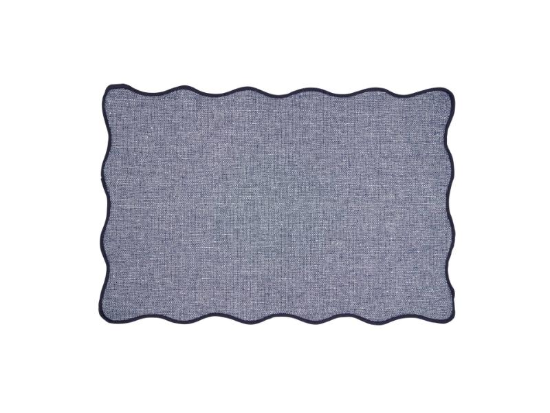 Picture of Saro Lifestyle 1069.BL1319B 13 x 72 in. Eco Scallop Border Placemat, Blue - Set of 4
