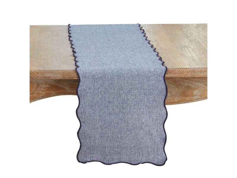 Picture of Saro Lifestyle 1069.BL1372B 13 x 72 in. Recycled Scallop Border Table Runner, Blue