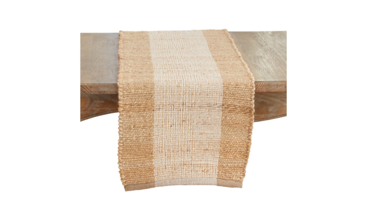 Picture of SARO Lifestyle 4556.N1672B 16 x 72 in. Banded Oblong Table Runner, Natural