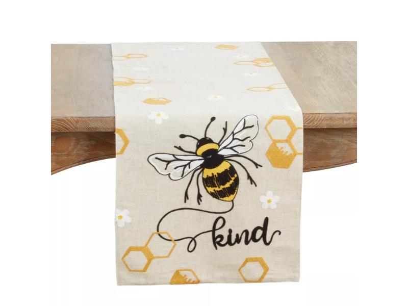 Picture of Saro Lifestyle 477.N1670B 70 x 16 in. Linen Blend Bee Kind Honeycomb Rectangle Table Runner, Natural