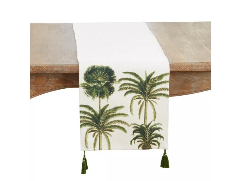 Picture of Saro Lifestyle 7335.G1372B 72 x 13 in. Palm Tree Rectangle Table Runner, Green