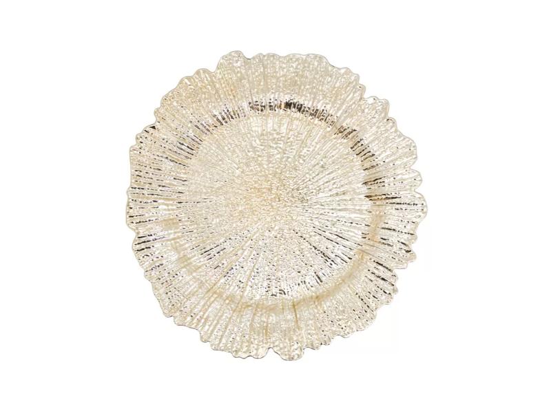 Picture of Saro Lifestyle CH535.PT14R 14 in. Radiant Elegance Starburst Charger, Platinum - Set of 4