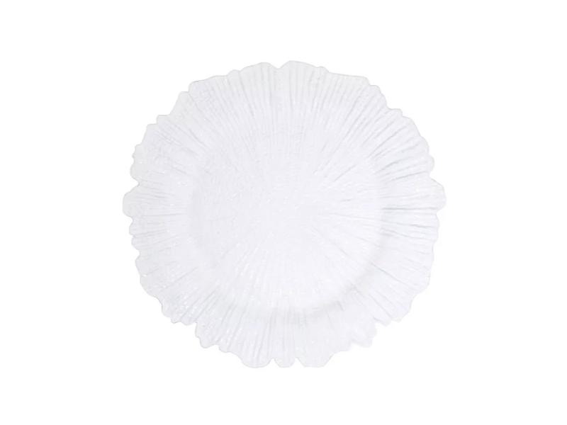 Picture of Saro Lifestyle CH535.W14R 14 in. Radiant Elegance Starburst Charger, White - Set of 4
