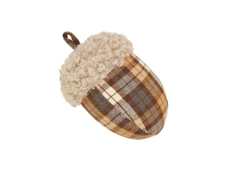 2445.BR 5 x 9 in. Plaid Acorn Poly Filled Throw Pillow, Brown
