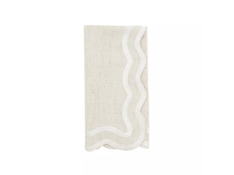 Picture of Saro Lifestyle 6167.N20S 20 in. Scalloped Border Napkin, Natural - Set of 4