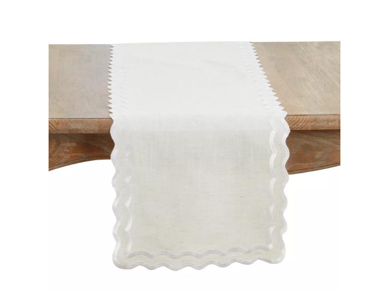 Picture of Saro Lifestyle 6167.N1672B 72 x 16 in. Scalloped Border Rectangle Table Runner, Natural