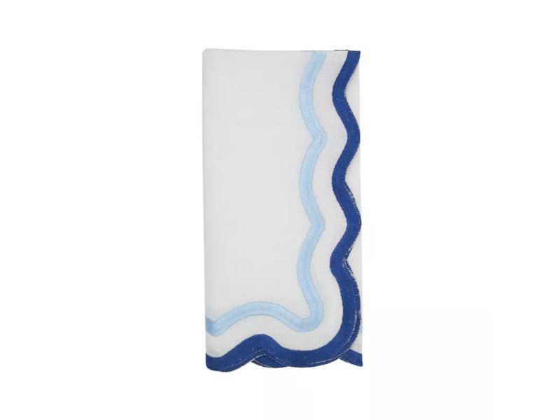 Picture of Saro Lifestyle 6167.BL20S 20 in. Scalloped Border Napkin, Blue - Set of 4