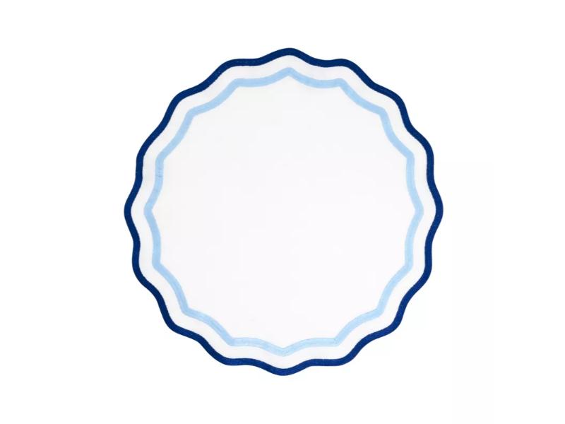 Picture of Saro Lifestyle 6167.BL16R 16 x 16 in. Eco Scallop Border Round Placemat, Blue - Set of 4