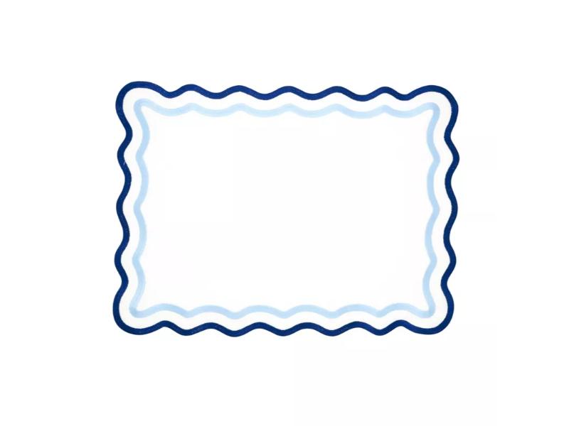 Picture of Saro Lifestyle 6167.BL1420B 20 x 14 in. Eco Scallop Border Rectangle Placemat, Blue - Set of 4