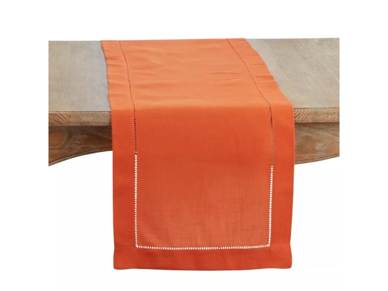 Picture of Saro Lifestyle 6323.PM1672B 72 x 16 in. Rectangle Table Runner with Hemstitched Border, Pumpkin