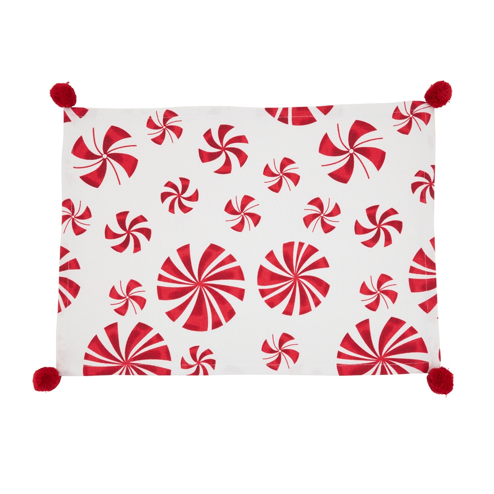 Picture of Saro Lifestyle 6153.RW1420B Peppermints Placemat, Red & White - Set of 4