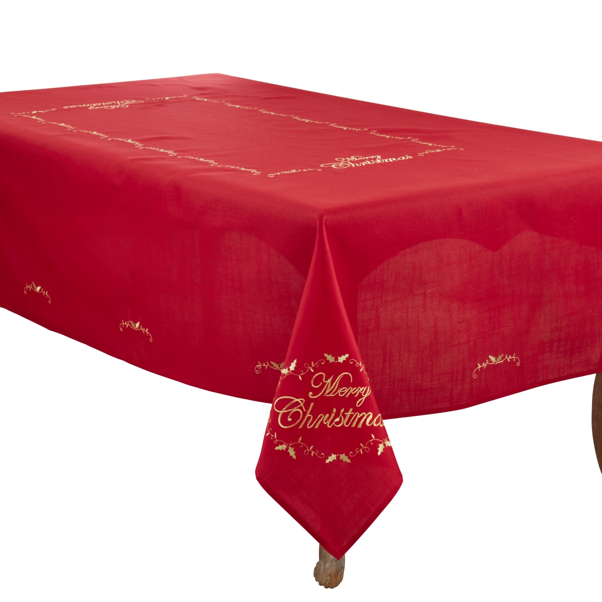 Picture of Saro Lifestyle 0141.R65104B 65 x 104 in. Oblong Merry Christmas Embroidered Design Tablecloth - Red