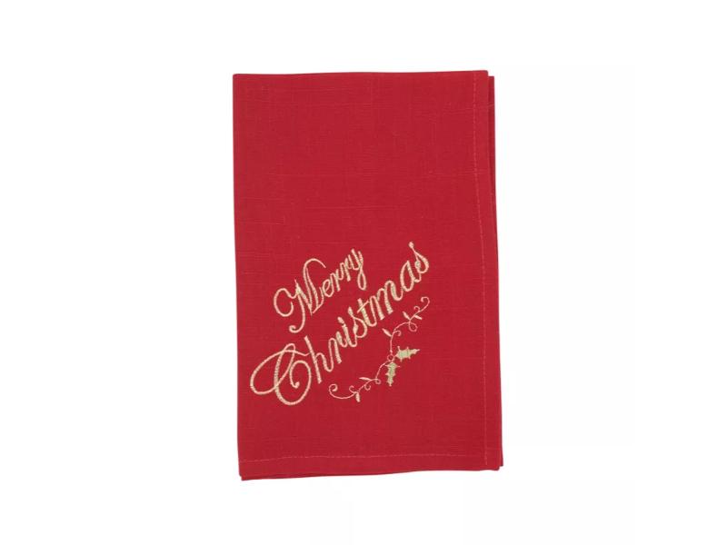Picture of Saro Lifestyle 0141.R20S 20 in. Merry & Bright Holiday Napkin, Red - Set of 4