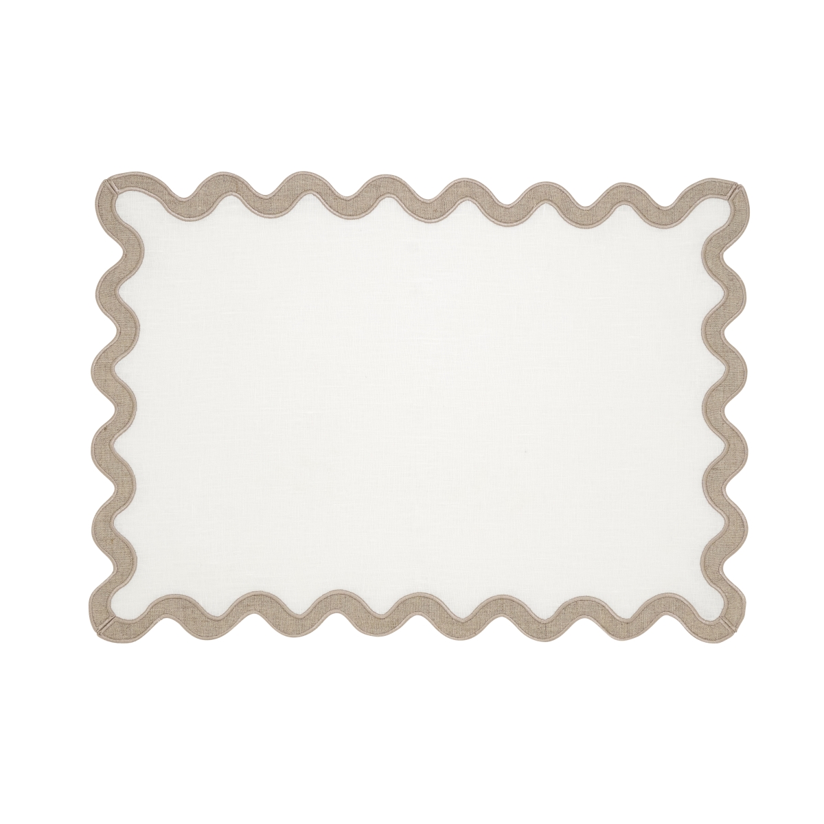 Picture of Saro Lifestyle 2412.N1319B 13 x 19 in. Oblong 100 Percentage Linen Eco Scallop Border Placemat, Natural - Set of 4
