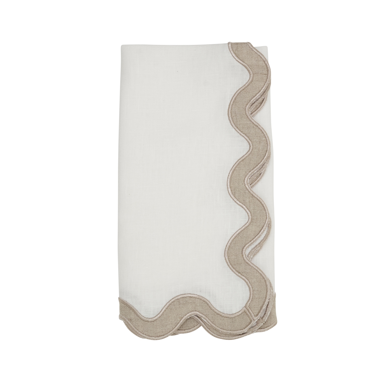 Picture of Saro Lifestyle 2412.N20S 20 in. Square 100 Percentage Linen Soft Hue Scallop Napkin, Natural - Set of 4