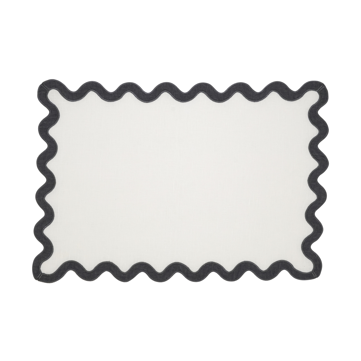 Picture of Saro Lifestyle 2412.ST1319B 13 x 19 in. Oblong 100 Percentage Linen Eco Scallop Border Placemat, Slate - Set of 4