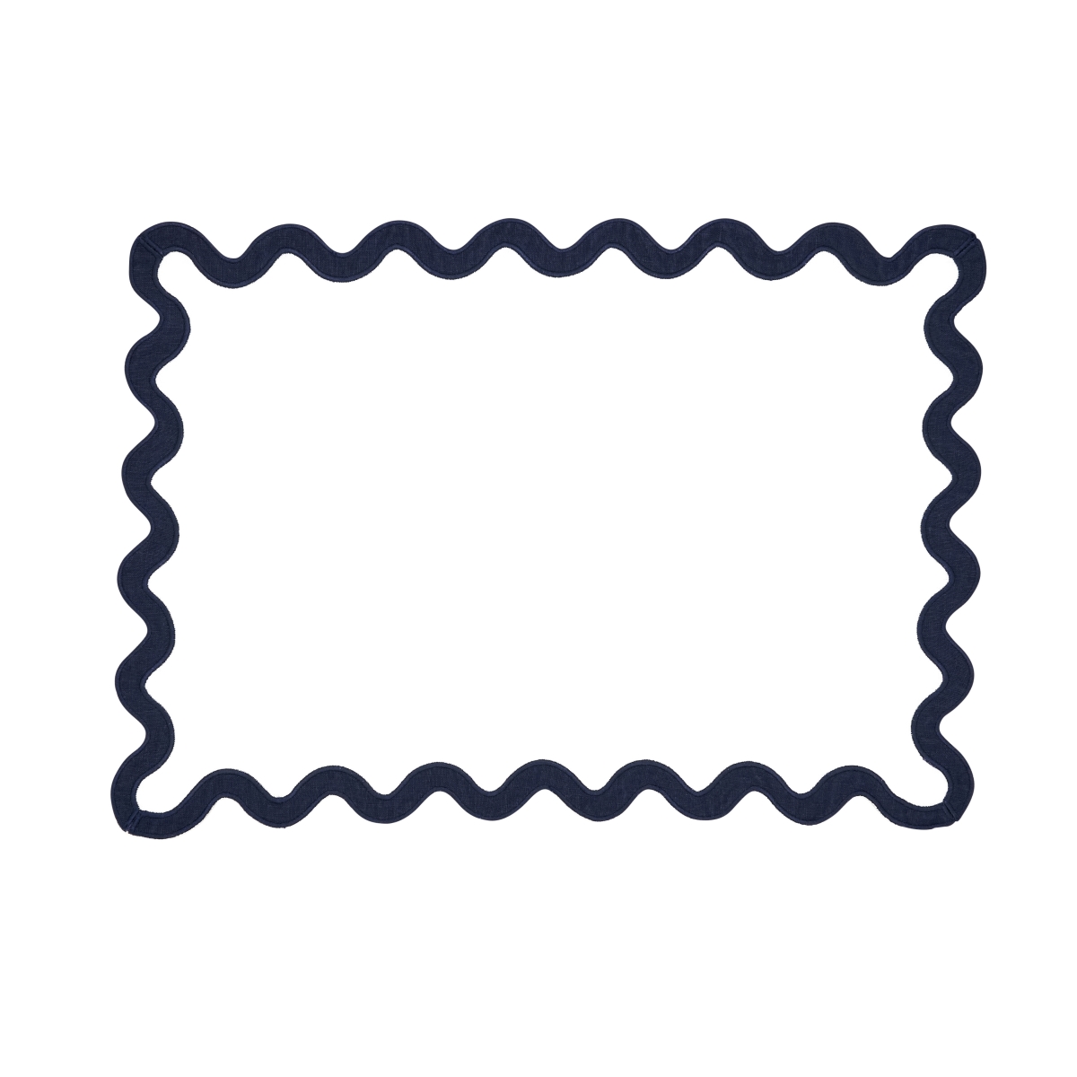Picture of Saro Lifestyle 2412.MB1319B 13 x 19 in. Oblong 100 Percentage Linen Eco Scallop Border Placemat, Midnight Blue - Set of 4
