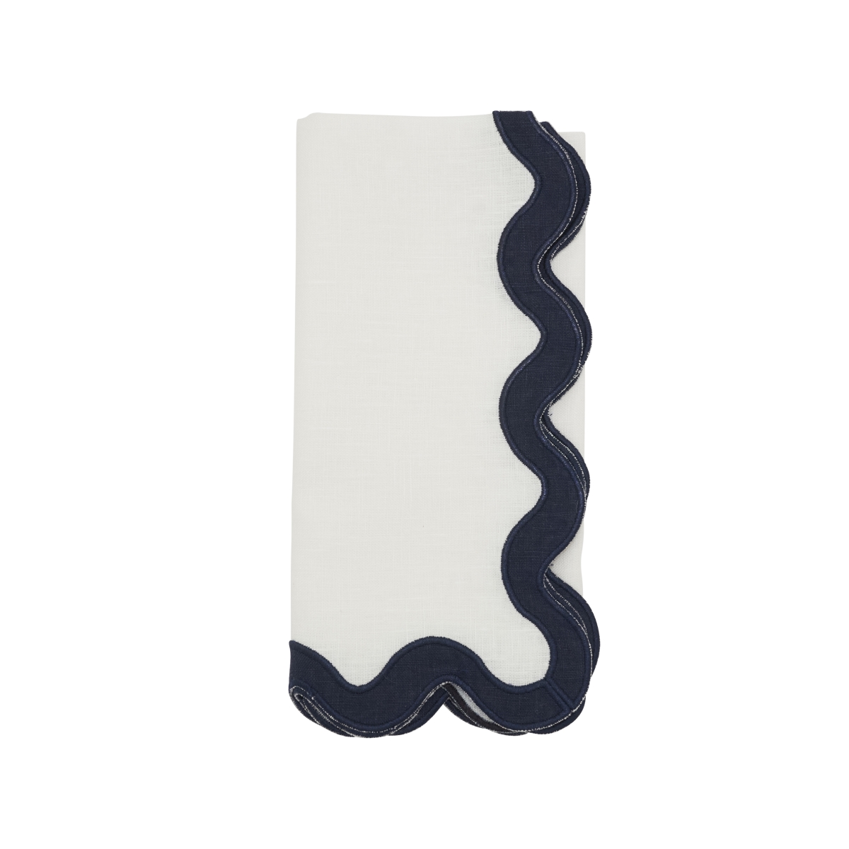 Picture of Saro Lifestyle 2412.MB20S 20 in. Square 100 Percentage Linen Soft Hue Scallop Napkin, Midnight Blue - Set of 4